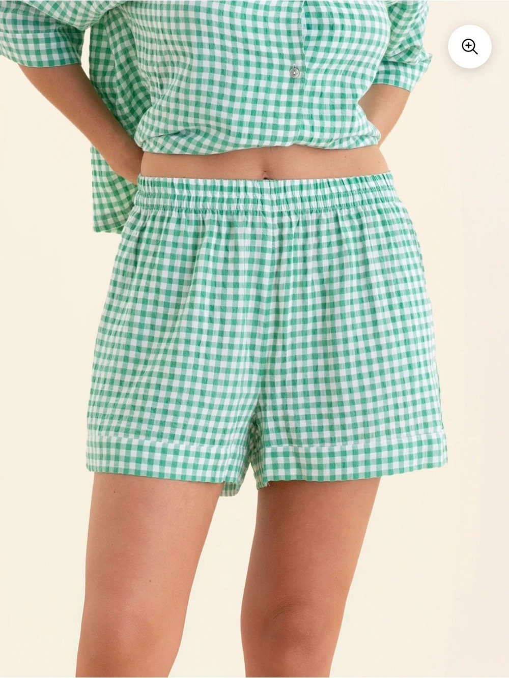 Papinelle Gingham seersucker boxer shorts SZ M Green white